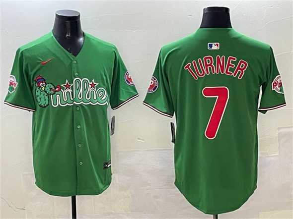 Mens Philadelphia Phillies #7 Trea Turner Green Phanatic Limited Stitched Jersey->philadelphia phillies->MLB Jersey